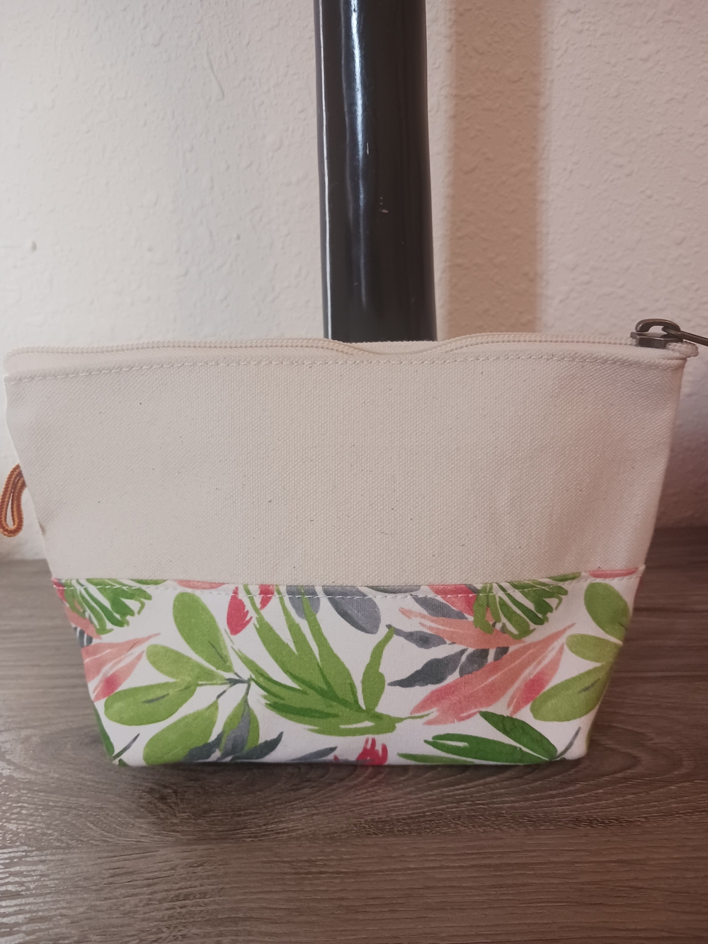 L.L. Bean Boat & Tote Floral Canvas Cosmetic Bag in Cream, Green, Pink - Picture 2 of 6